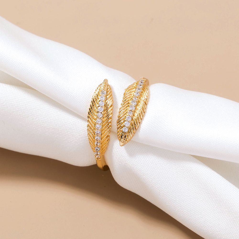 Zircon-inlaid Feather Opening Simple Micro-inlaid Zircon Ring Female Accessories - الصورة 3